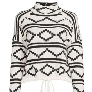 Mock Neck Patterned Pullover Sweater oversized style